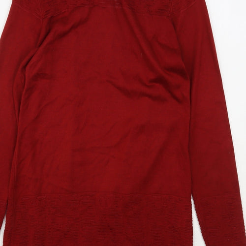 Per Una  Womens Red V-Neck  Viscose Cardigan Jumper Size 8