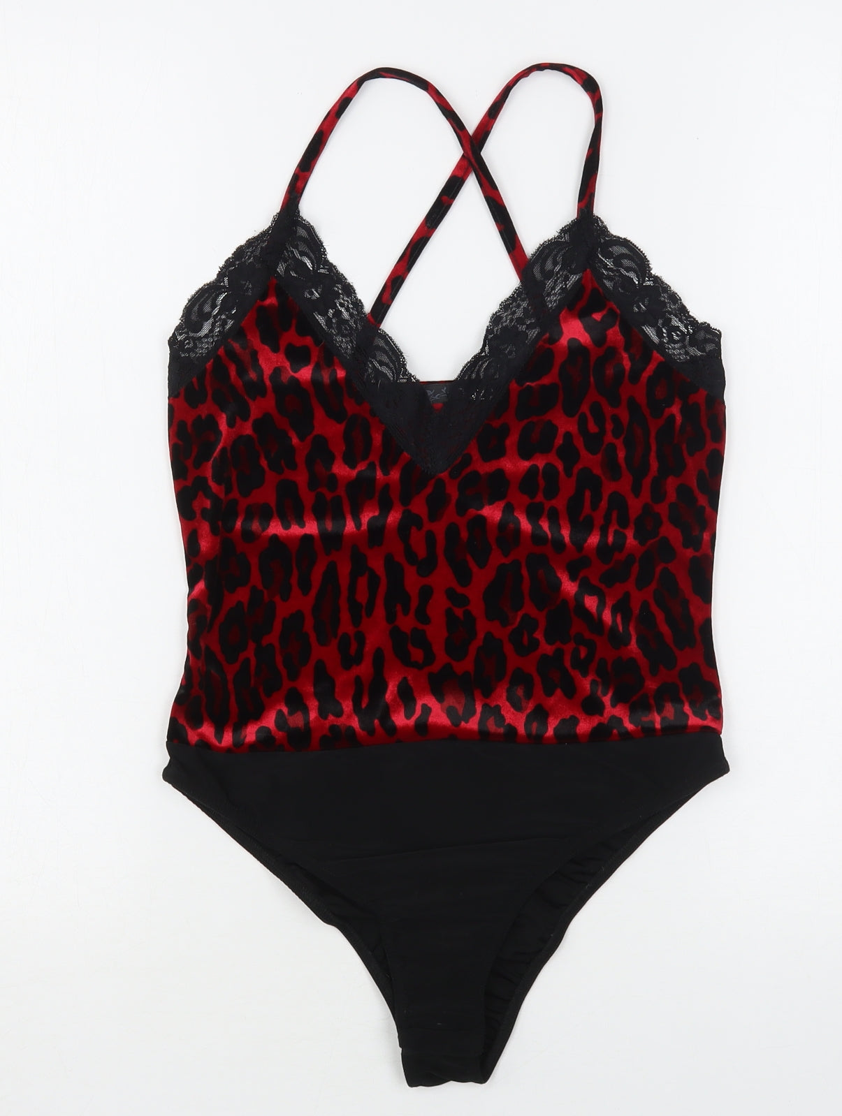 Quiz Womens Red Animal Print Polyester Bodysuit One-Piece Size 8