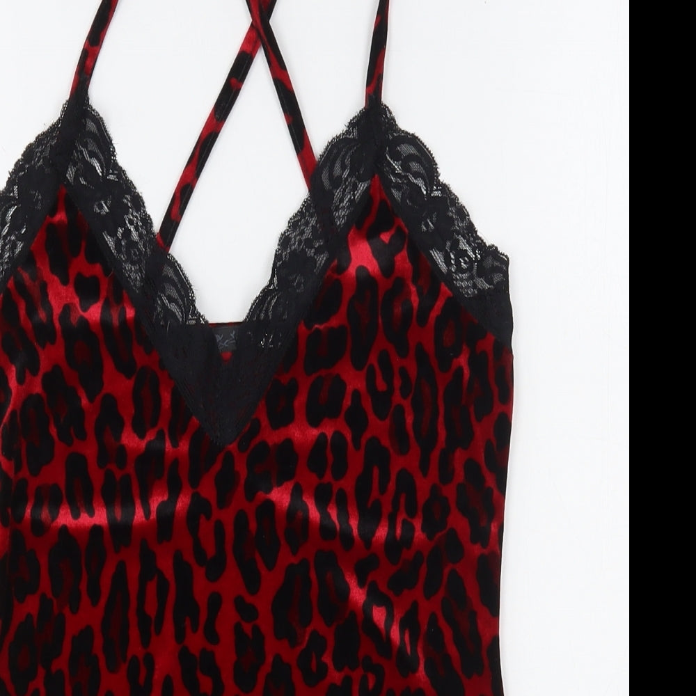 Quiz Womens Red Animal Print Polyester Bodysuit One-Piece Size 8