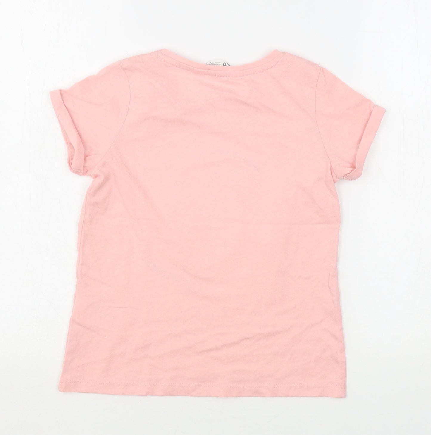 H&M Girls Pink  Cotton Basic T-Shirt Size 7-8 Years Round Neck