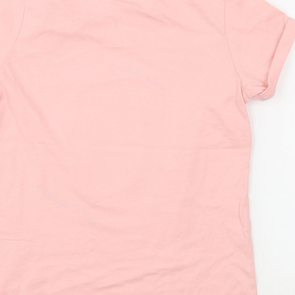 H&M Girls Pink  Cotton Basic T-Shirt Size 7-8 Years Round Neck