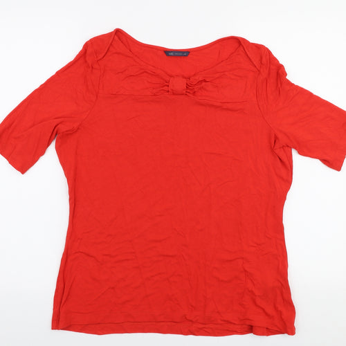 Marks and Spencer Womens Orange  Viscose Jersey Blouse Size 16 Round Neck