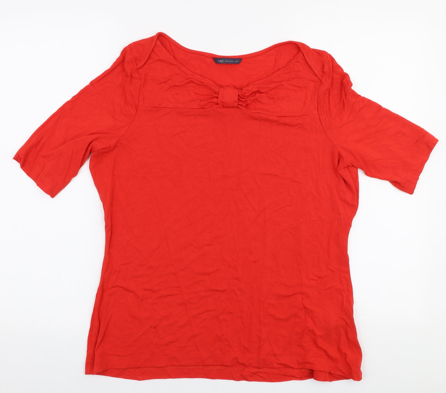 Marks and Spencer Womens Orange  Viscose Jersey Blouse Size 16 Round Neck