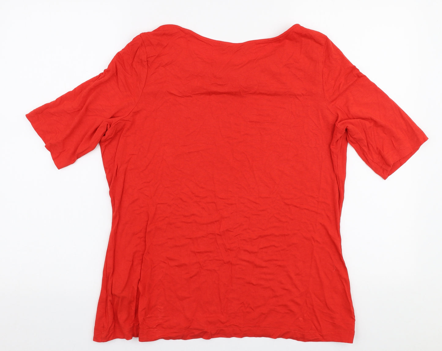 Marks and Spencer Womens Orange  Viscose Jersey Blouse Size 16 Round Neck