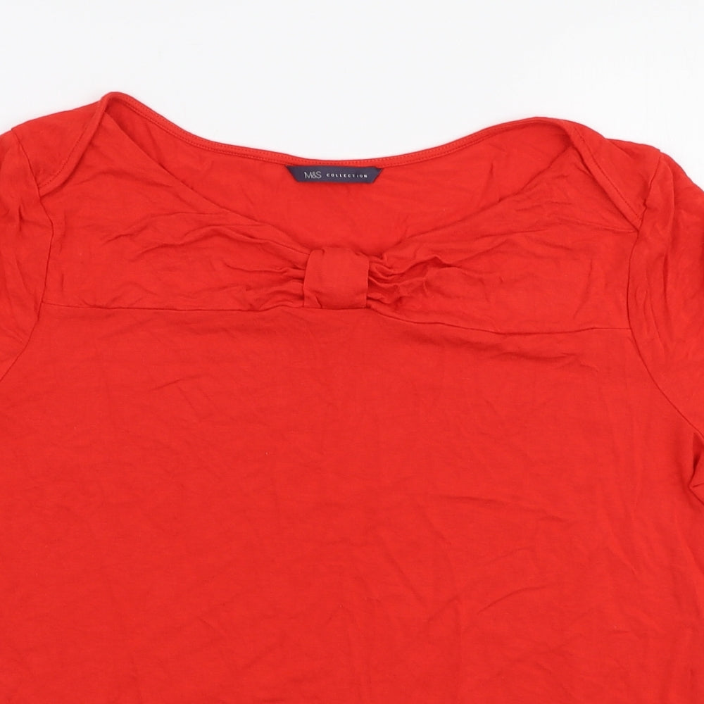 Marks and Spencer Womens Orange  Viscose Jersey Blouse Size 16 Round Neck