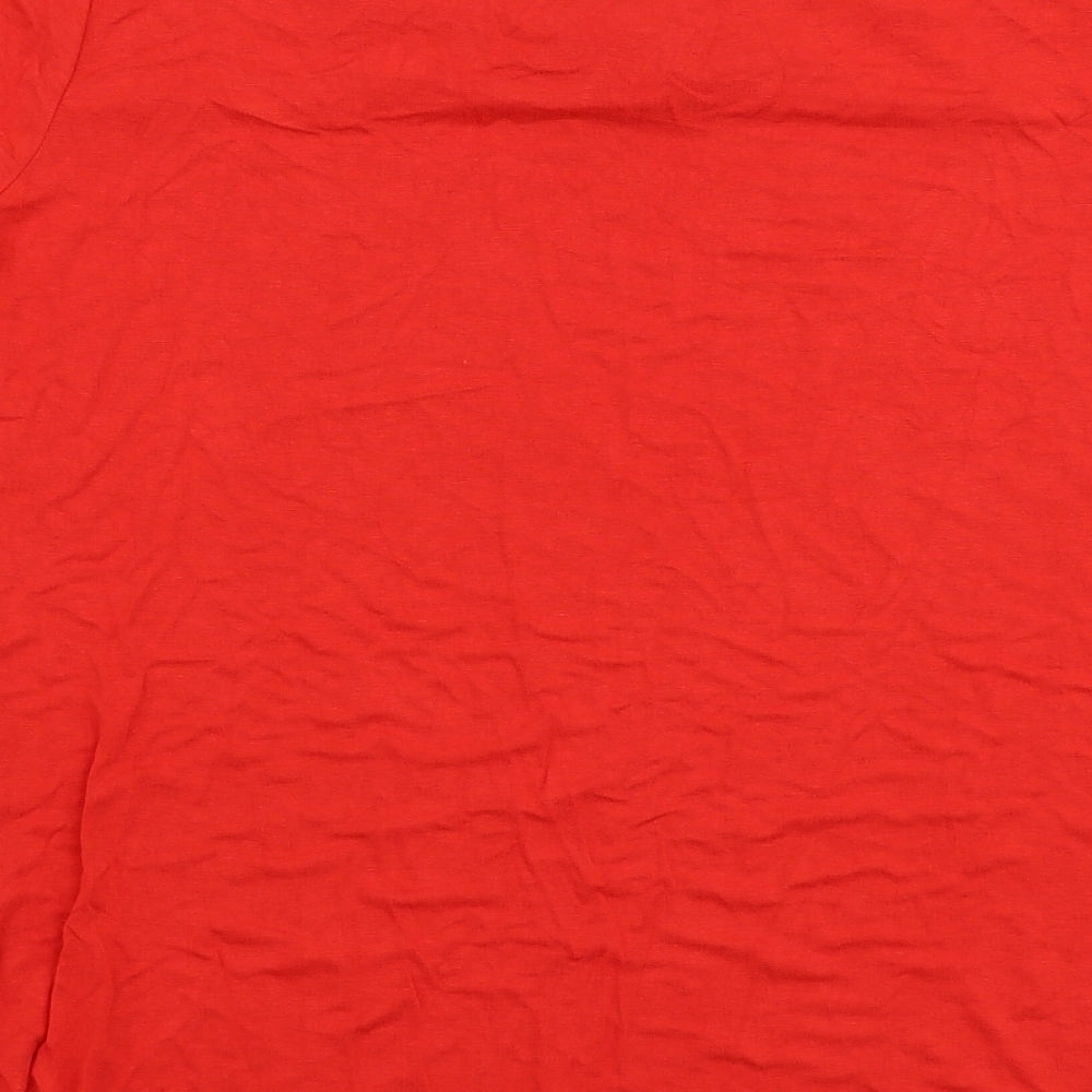 Marks and Spencer Womens Orange  Viscose Jersey Blouse Size 16 Round Neck