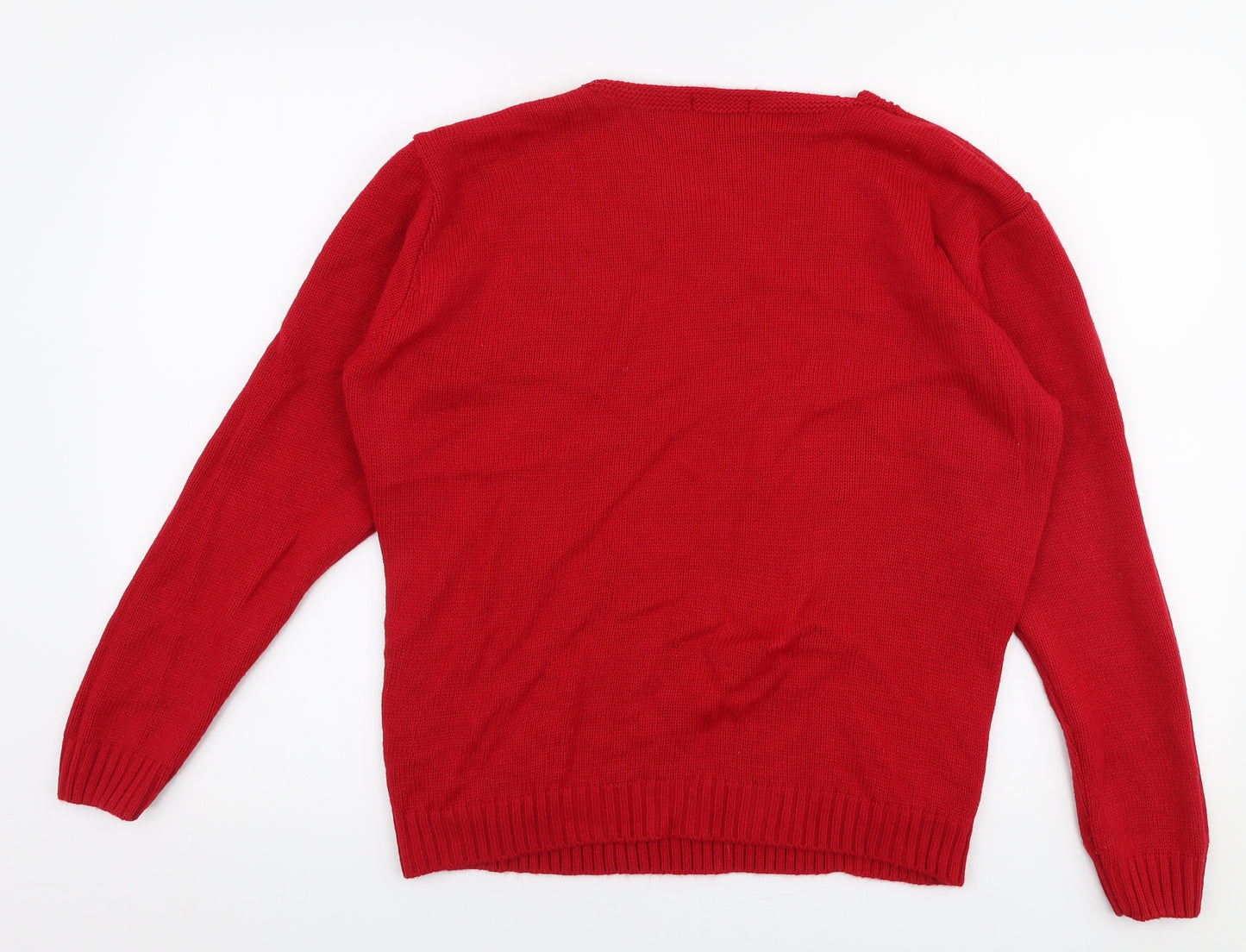 Pura Moda Mens Red Round Neck  Acrylic Pullover Jumper Size M   - Christmas
