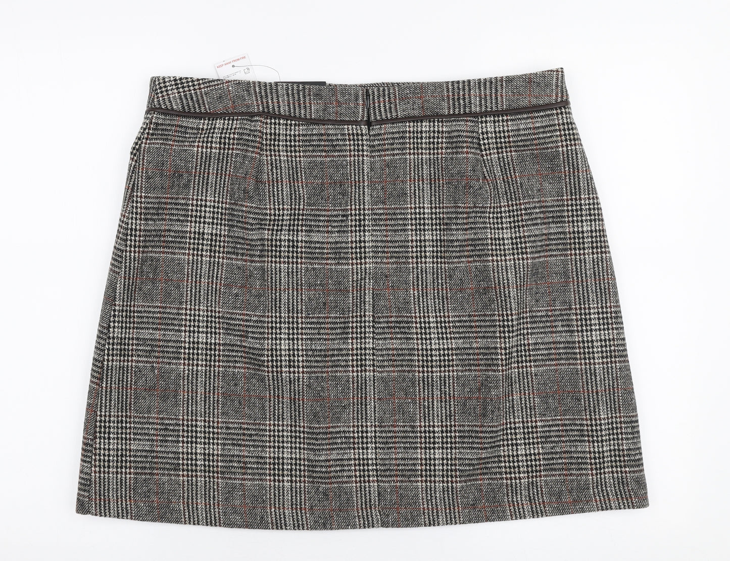 F&F Womens Beige Plaid Polyester A-Line Skirt Size 18   Zip