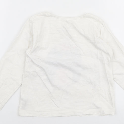 NEXT Girls White  100% Cotton Jersey T-Shirt Size 3-4 Years Round Neck Pullover - Penguin