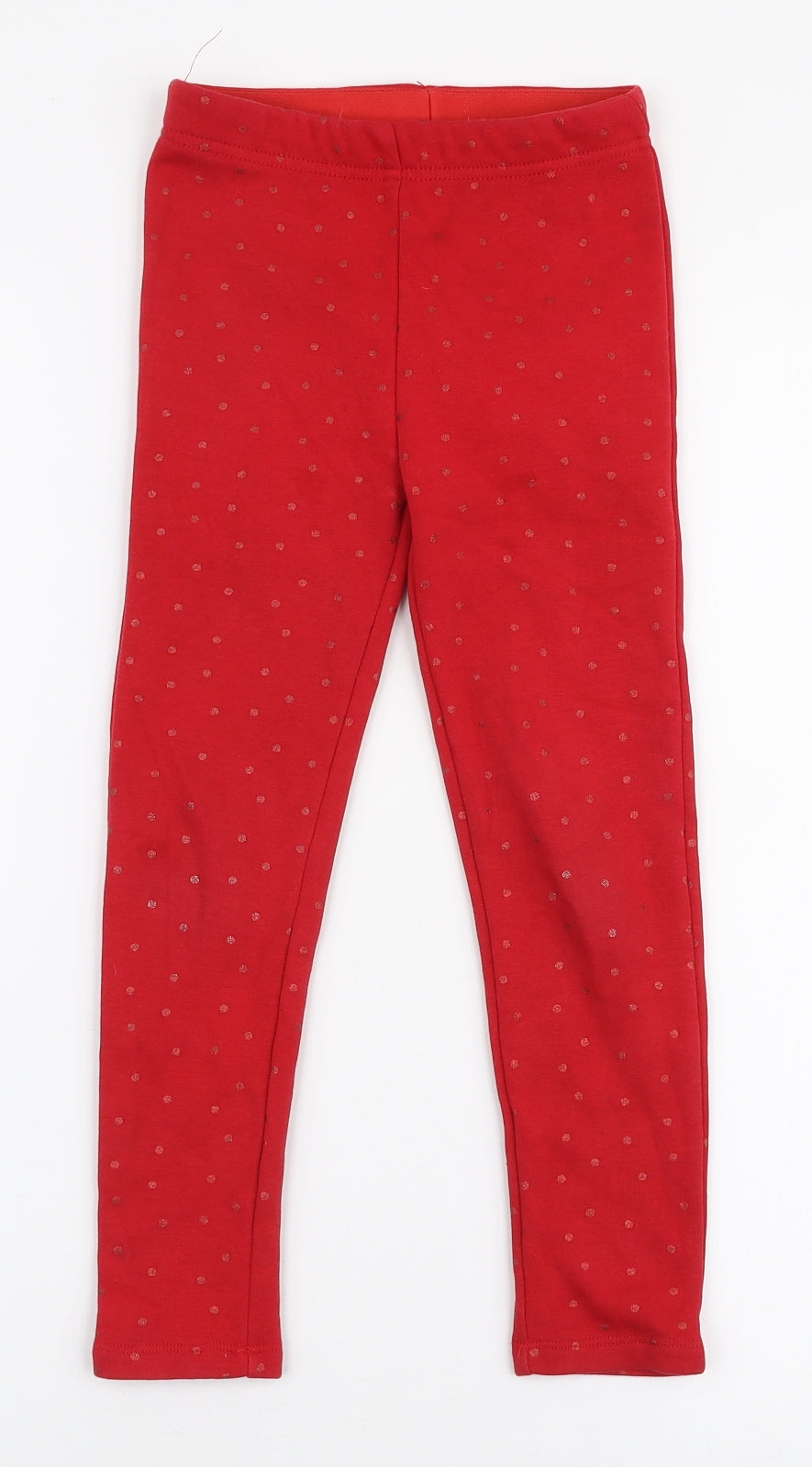 Dunnes Stores Girls Red Polka Dot Polyester Jogger Trousers Size 5-6 Years  Slim Pullover - Leggings