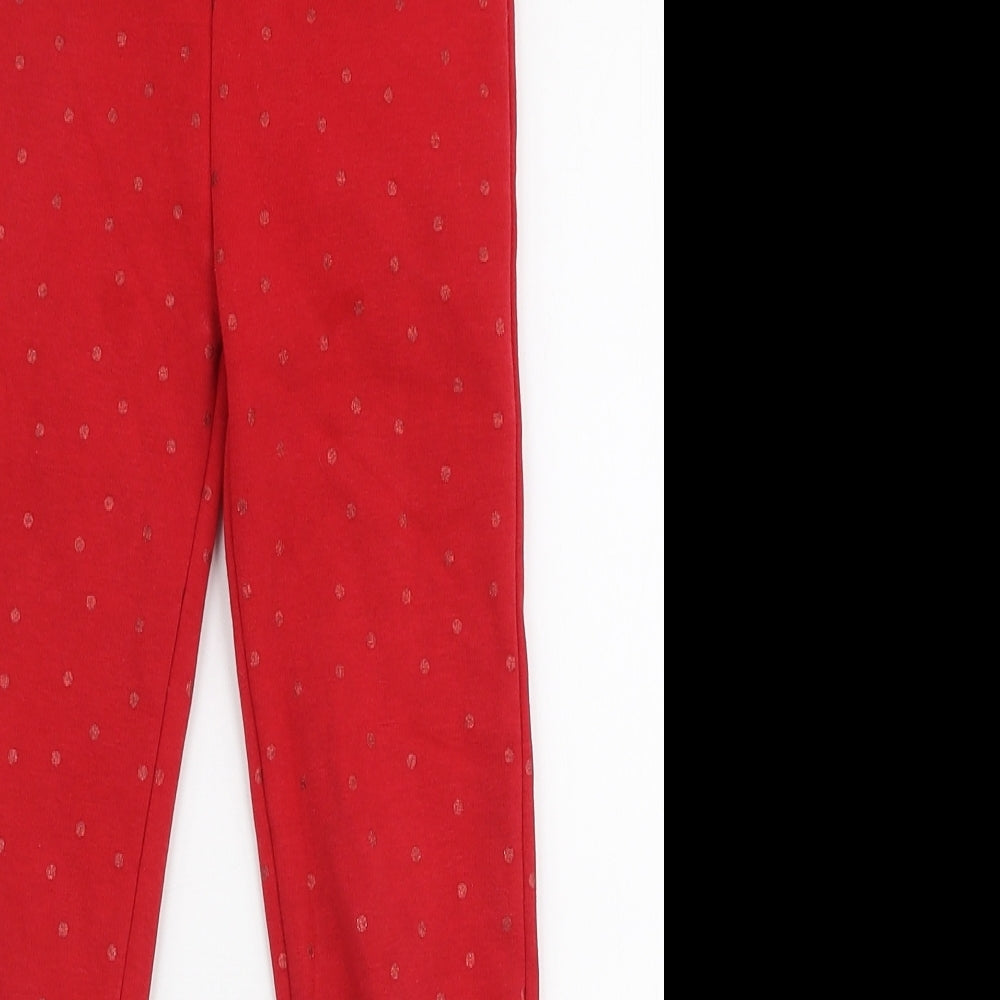 Dunnes Stores Girls Red Polka Dot Polyester Jogger Trousers Size 5-6 Years  Slim Pullover - Leggings