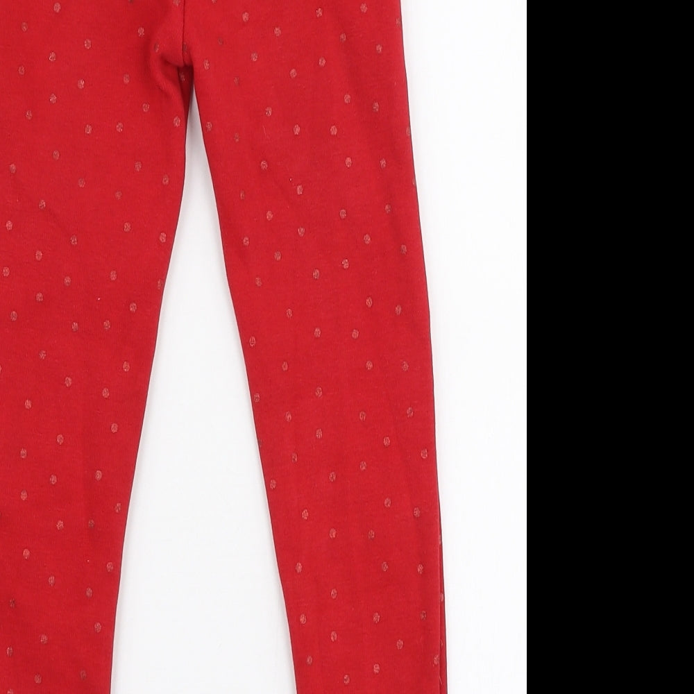 Dunnes Stores Girls Red Polka Dot Polyester Jogger Trousers Size 5-6 Years  Slim Pullover - Leggings
