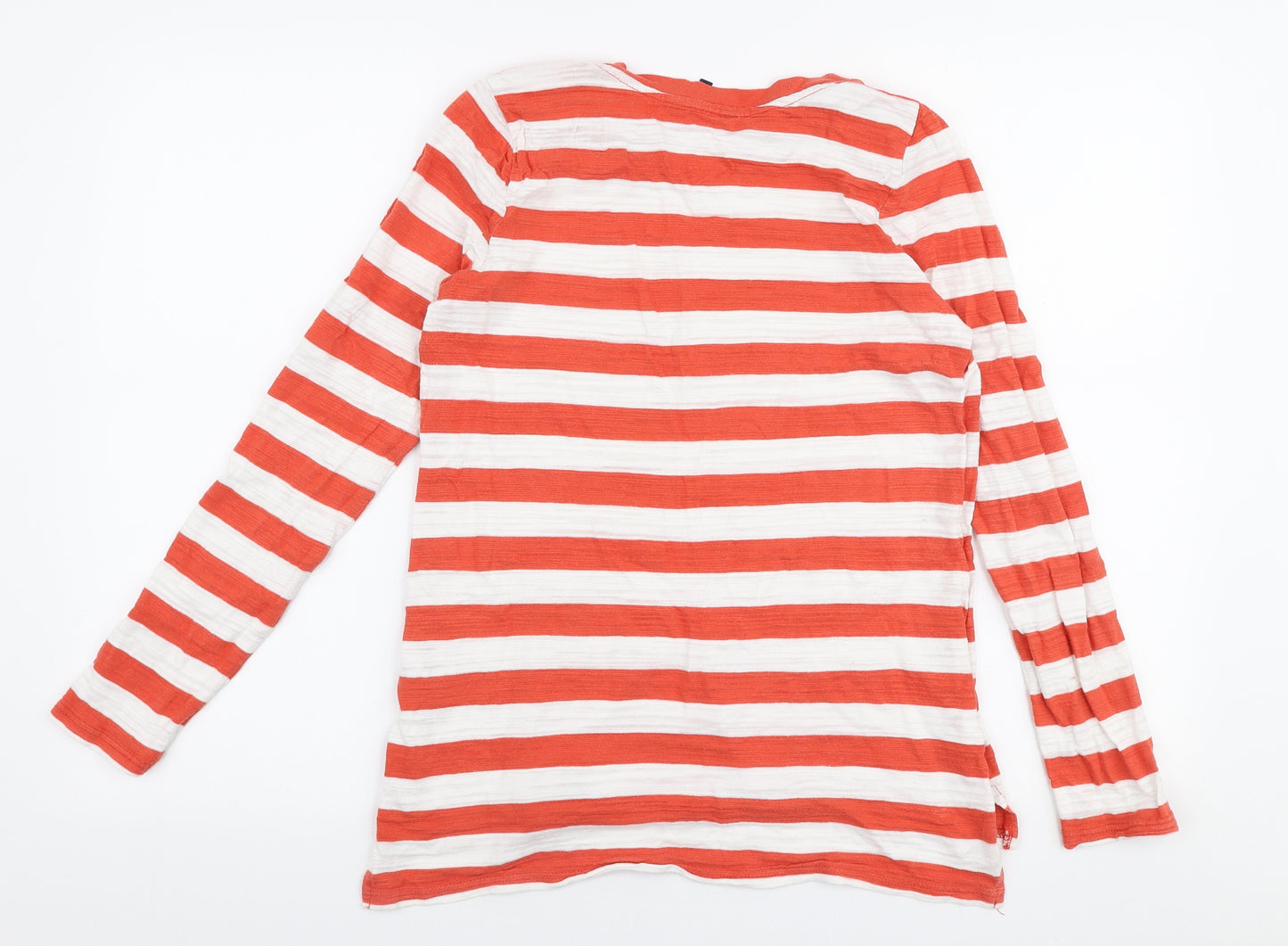 NEXT Womens Red Striped 100% Cotton Jersey T-Shirt Size 12 Round Neck