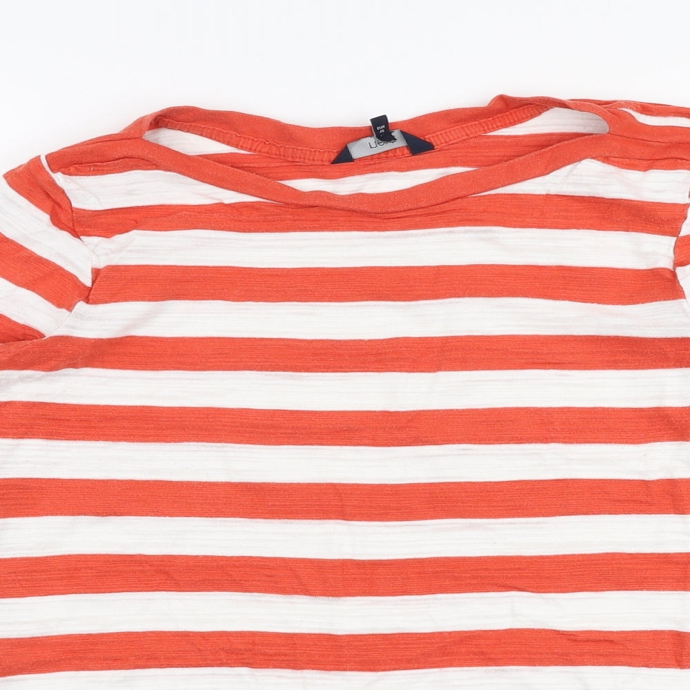 NEXT Womens Red Striped 100% Cotton Jersey T-Shirt Size 12 Round Neck