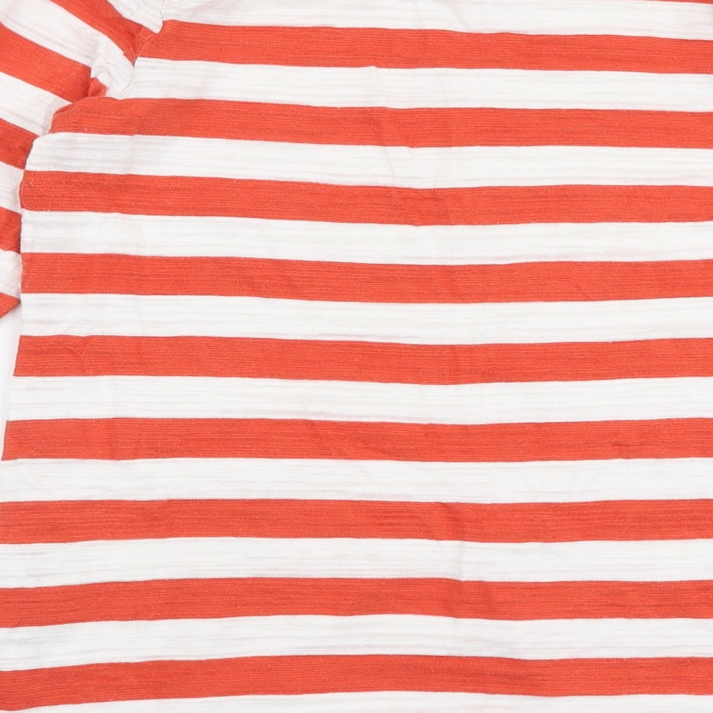 NEXT Womens Red Striped 100% Cotton Jersey T-Shirt Size 12 Round Neck