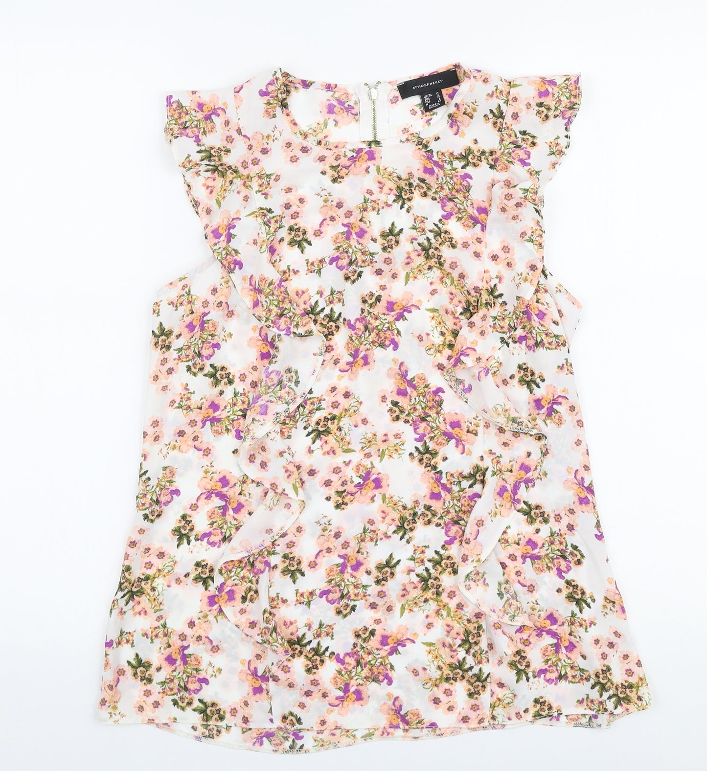 Atmosphere Womens Multicoloured Floral Polyester Basic Blouse Size 12 Round Neck