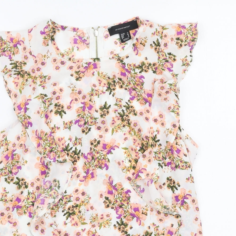 Atmosphere Womens Multicoloured Floral Polyester Basic Blouse Size 12 Round Neck