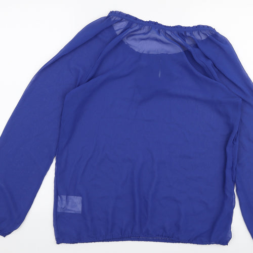 Esprit Womens Blue  Polyester Basic Blouse Size 14 Round Neck