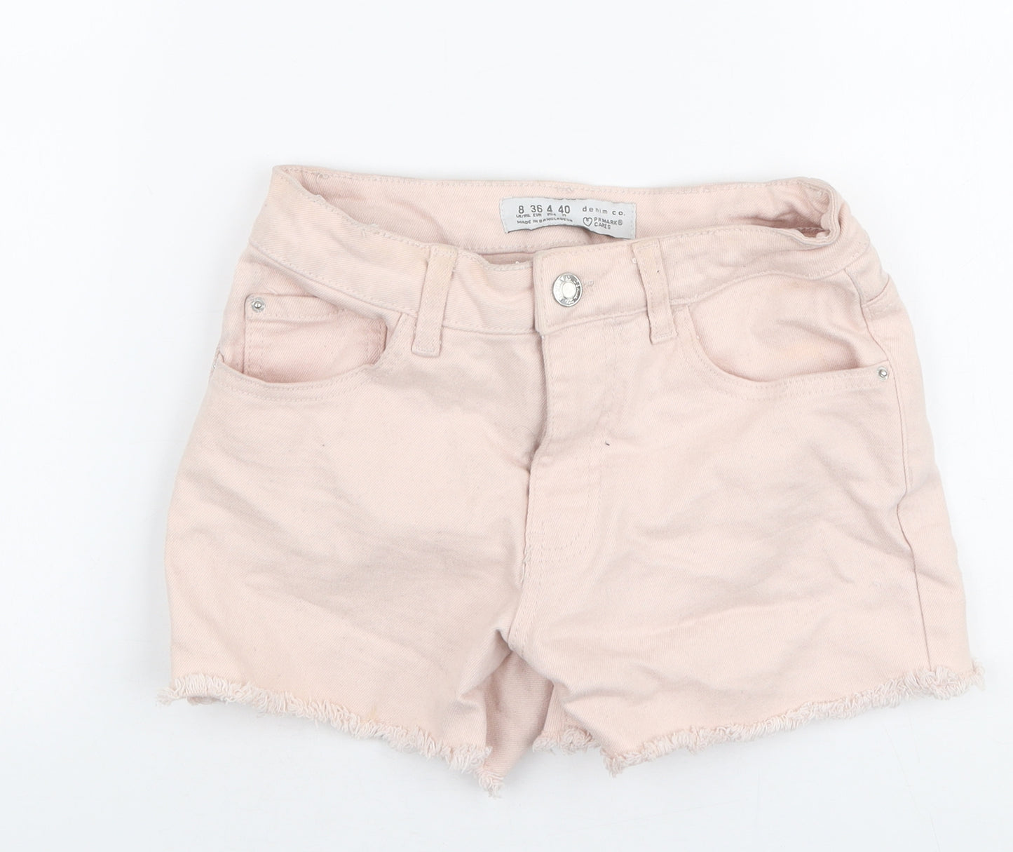 Primark Womens Pink  Cotton Hot Pants Shorts Size 8 L3 in Regular Zip