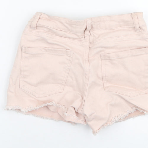 Primark Womens Pink  Cotton Hot Pants Shorts Size 8 L3 in Regular Zip