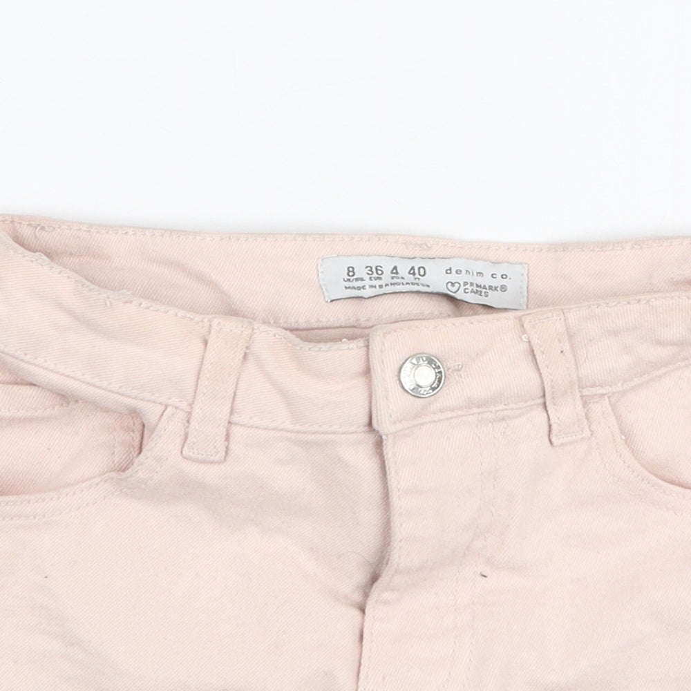 Primark Womens Pink  Cotton Hot Pants Shorts Size 8 L3 in Regular Zip