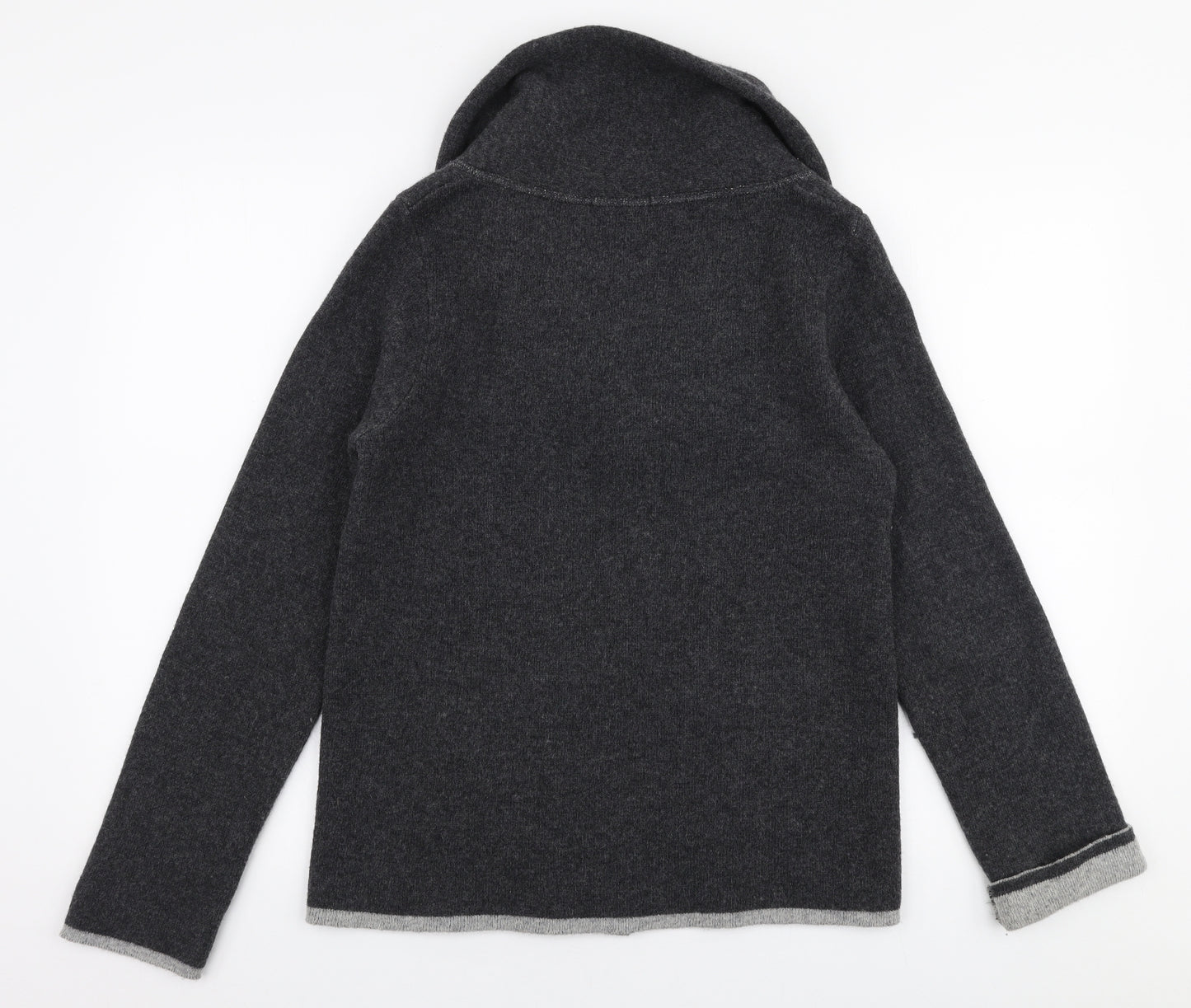 Chiaramente Womens Grey Collared  Polyester Cardigan Jumper Size M