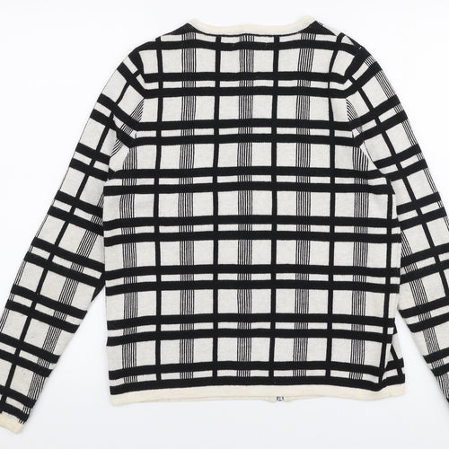 Marks and Spencer Womens Multicoloured Round Neck Check Polyamide Cardigan Jumper Size 12