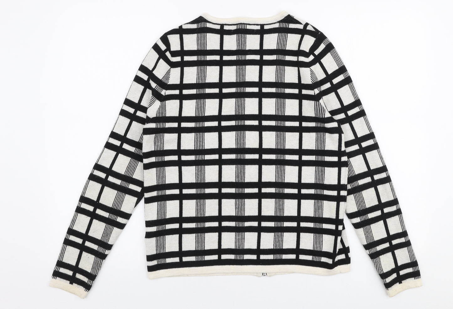 Marks and Spencer Womens Multicoloured Round Neck Check Polyamide Cardigan Jumper Size 12