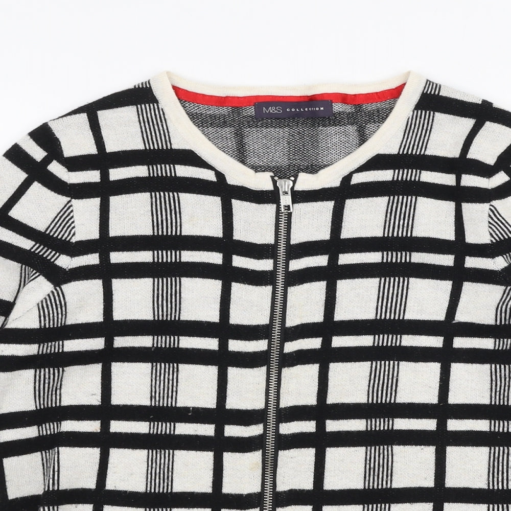 Marks and Spencer Womens Multicoloured Round Neck Check Polyamide Cardigan Jumper Size 12