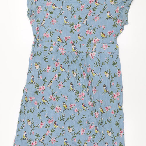 Brakeburn Womens Blue Floral Viscose A-Line  Size 16  V-Neck Pullover