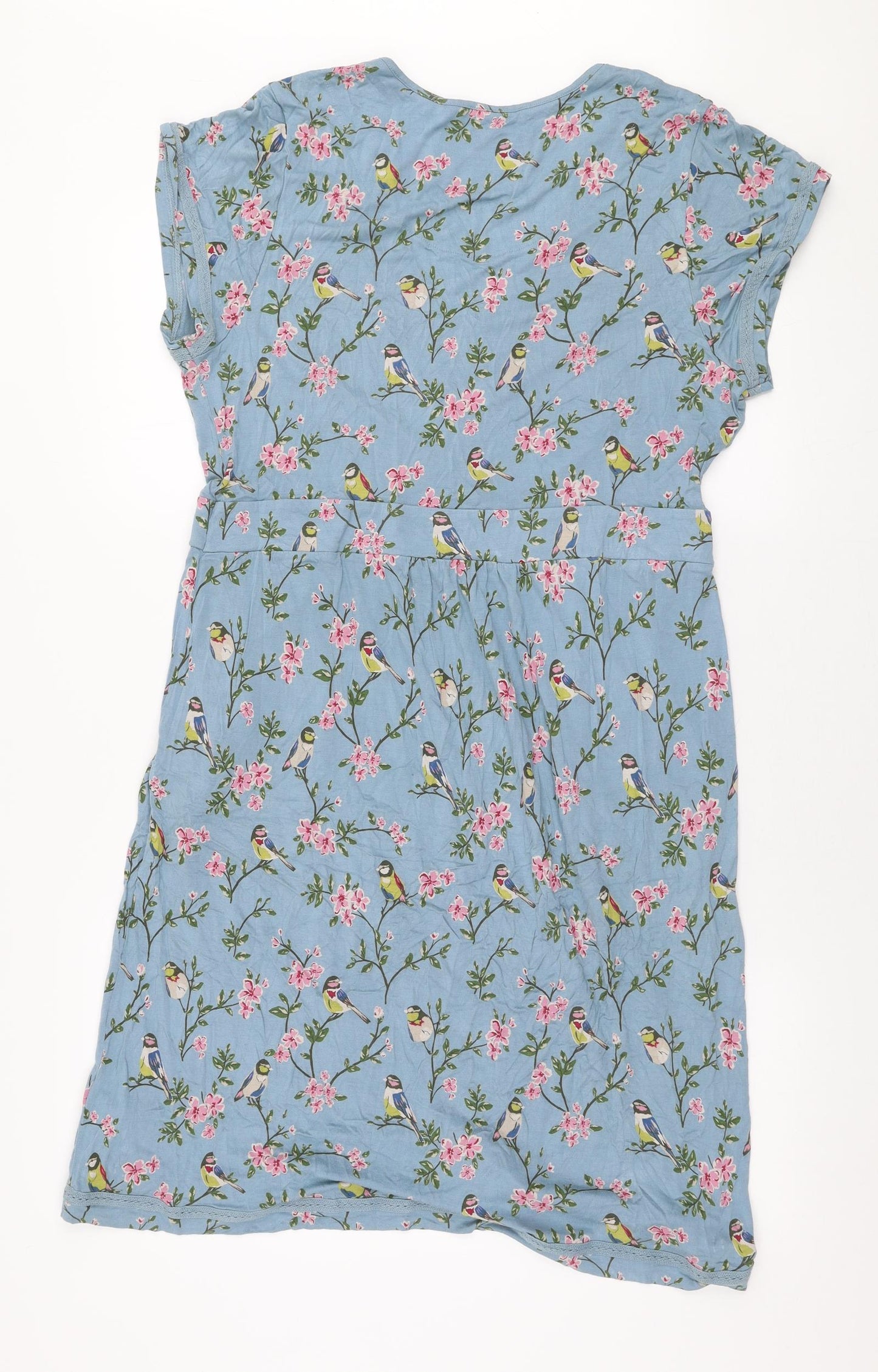 Brakeburn Womens Blue Floral Viscose A-Line  Size 16  V-Neck Pullover