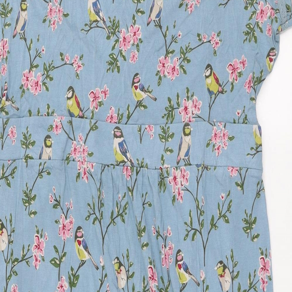 Brakeburn Womens Blue Floral Viscose A-Line  Size 16  V-Neck Pullover