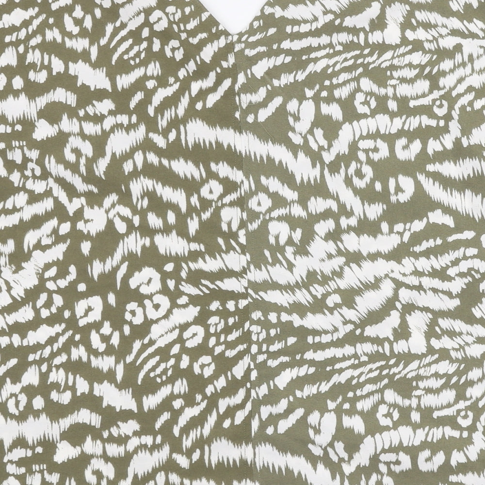 Primark Womens Green Animal Print Polyester Basic Blouse Size 20 V-Neck