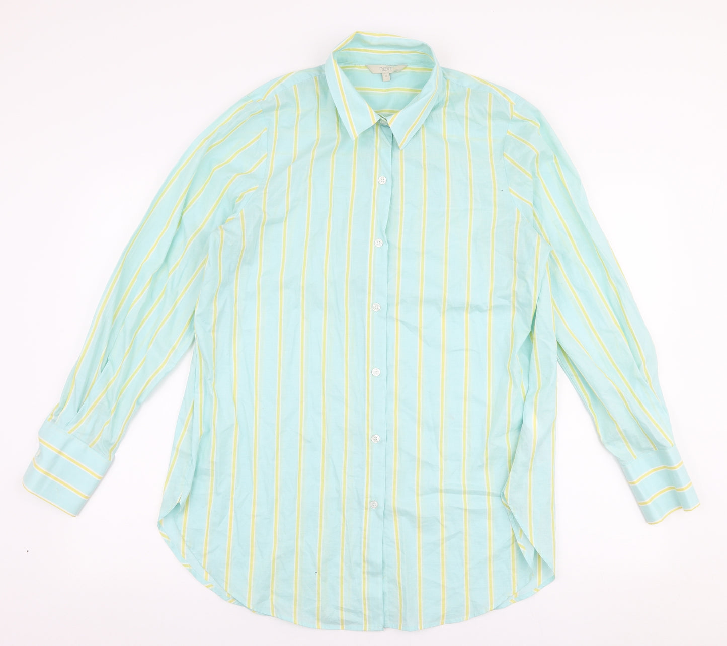 NEXT Womens Multicoloured Striped Cotton Basic Button-Up Size 10 Collared