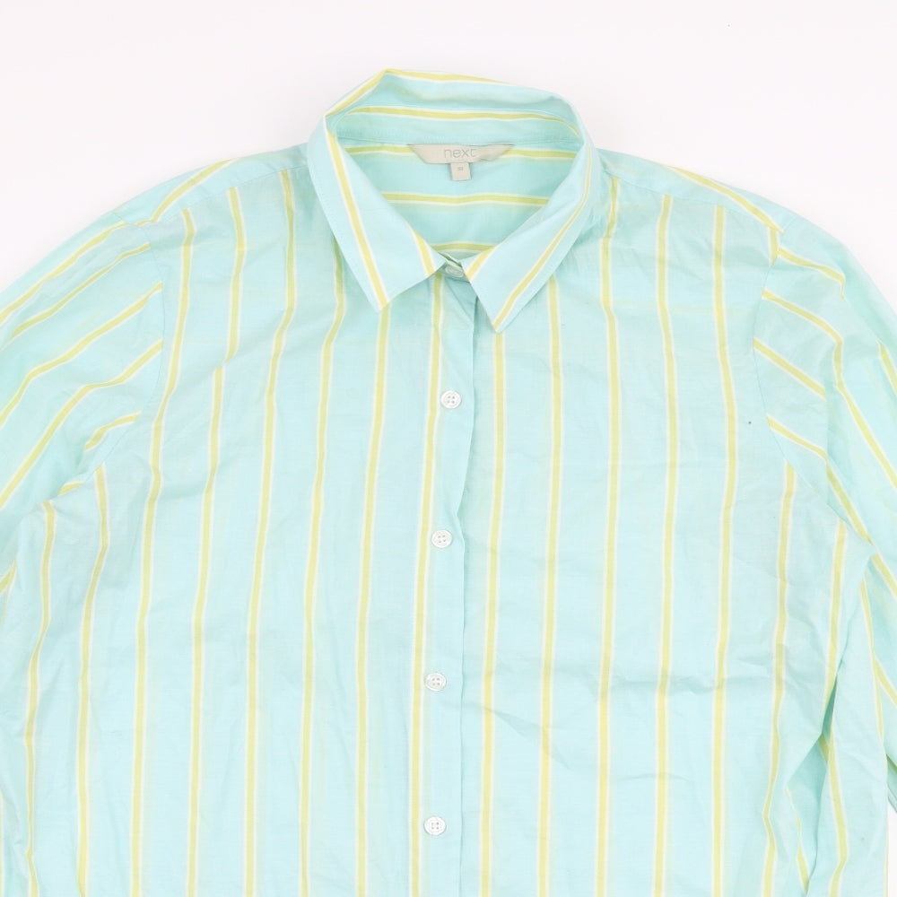 NEXT Womens Multicoloured Striped Cotton Basic Button-Up Size 10 Collared