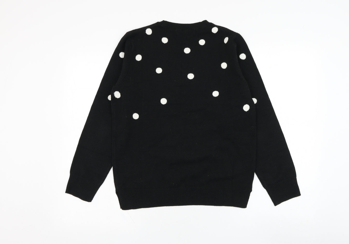 Marks and Spencer Womens Black Round Neck Polka Dot Acrylic Pullover Jumper Size 10