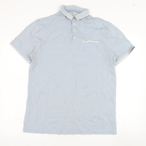 Linea Mens Blue  Cotton  Polo Size M Collared Pullover