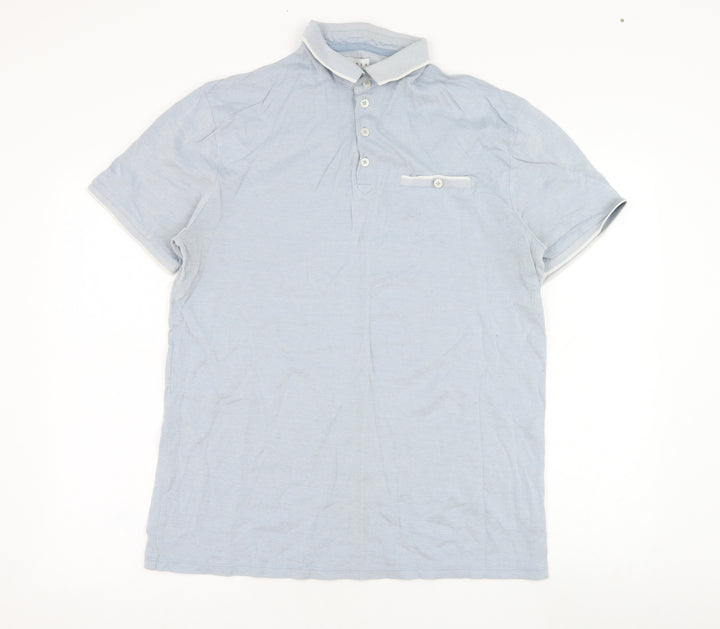 Linea Mens Blue Cotton Polo Size M Collared Pullover
