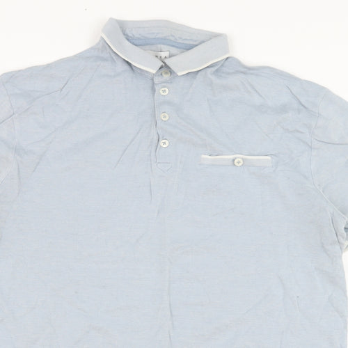 Linea Mens Blue  Cotton  Polo Size M Collared Pullover