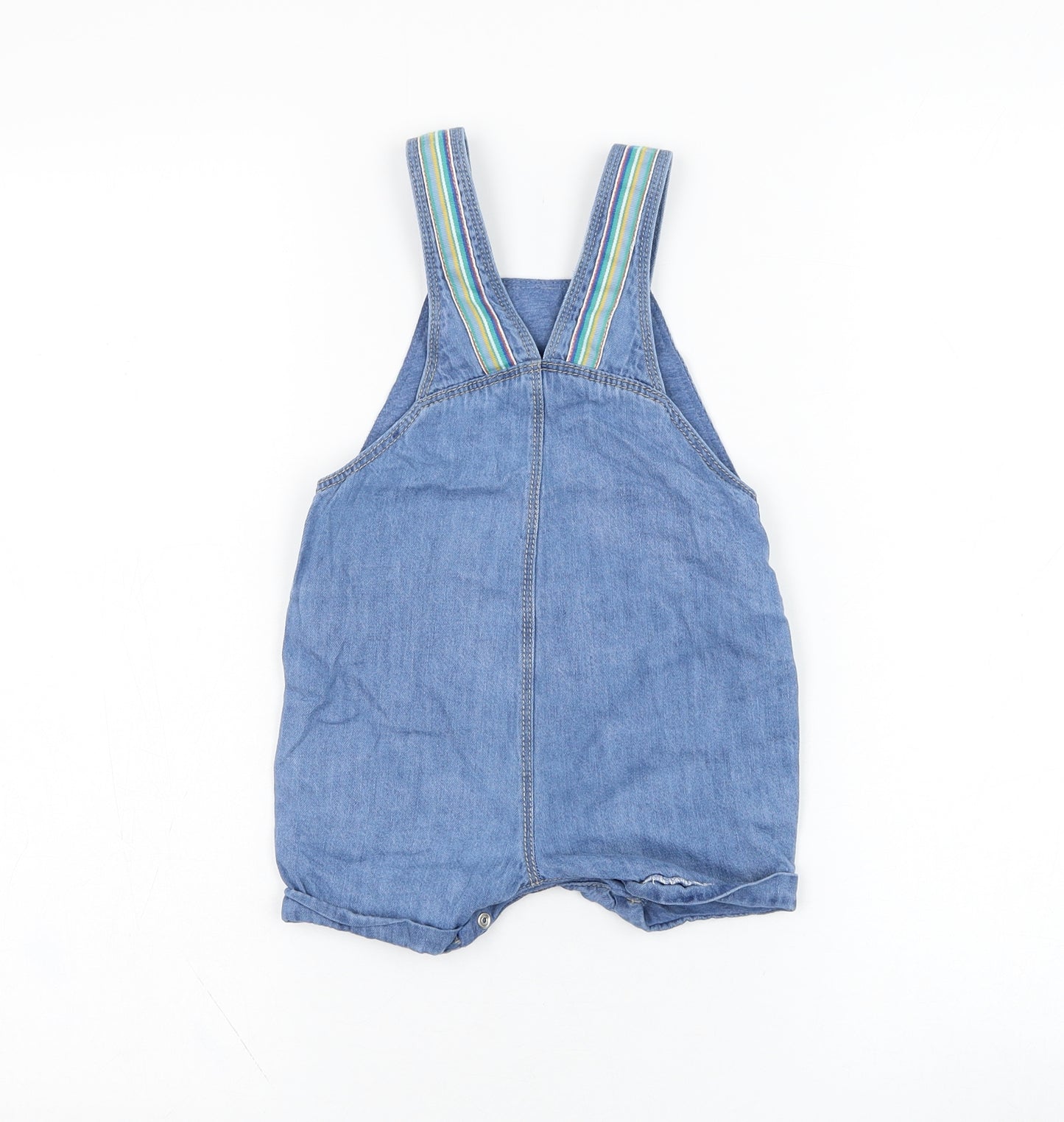NEXT Boys Blue  Cotton Dungaree One-Piece Size 12-18 Months  Button - Animal