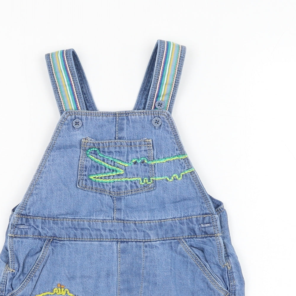 NEXT Boys Blue  Cotton Dungaree One-Piece Size 12-18 Months  Button - Animal