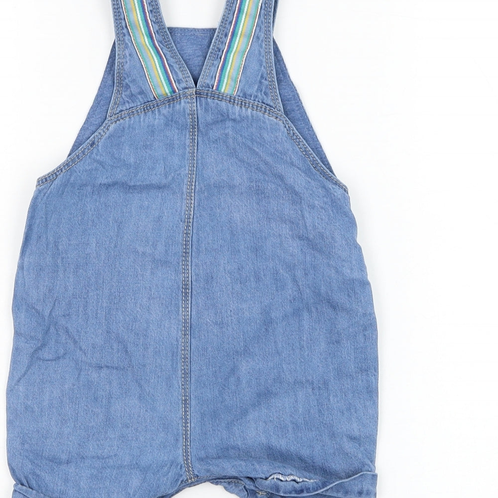 NEXT Boys Blue  Cotton Dungaree One-Piece Size 12-18 Months  Button - Animal