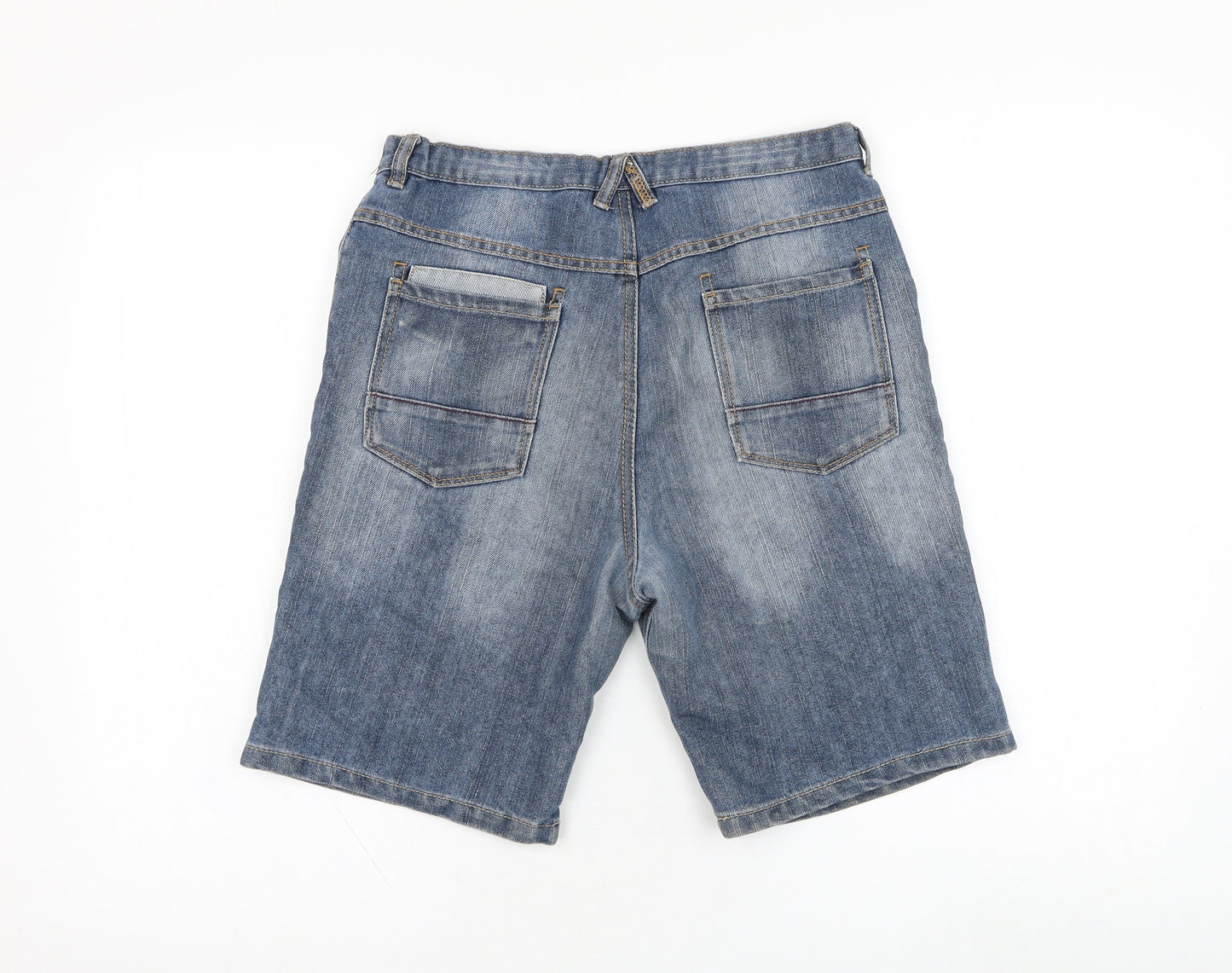 George Boys Blue  Cotton Bermuda Shorts Size 13-14 Years  Regular Zip