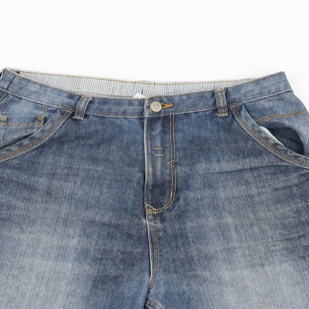 George Boys Blue  Cotton Bermuda Shorts Size 13-14 Years  Regular Zip