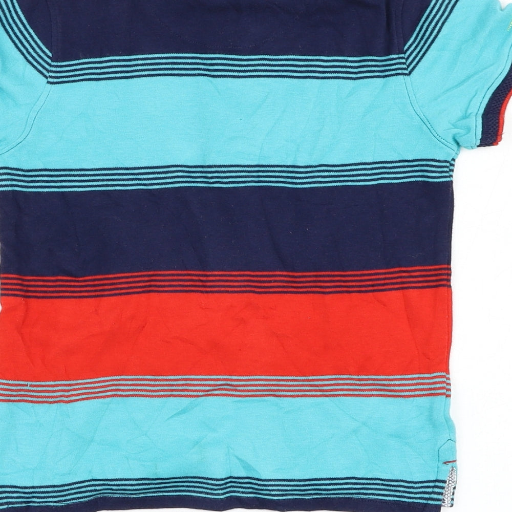 Ted Baker Boys Blue Striped Cotton Basic Polo Size 5-6 Years Collared Pullover