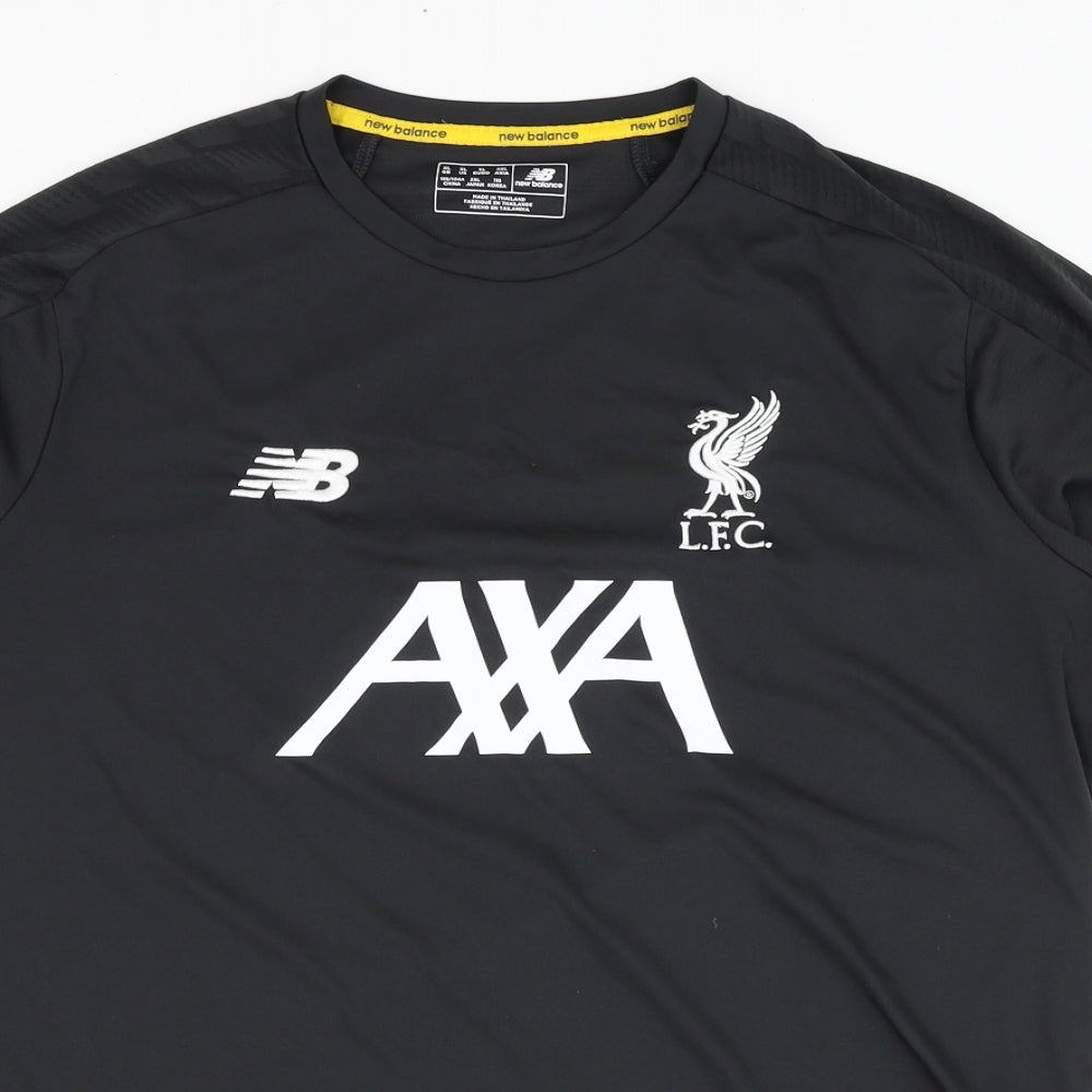 New Balance Mens Grey  Polyester Jersey T-Shirt Size XL Round Neck Pullover - Liverpool Football Club