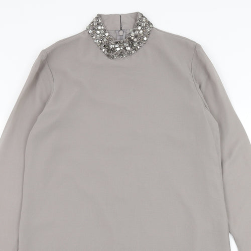 ASOS Womens Grey  Polyester Shift  Size 8  Round Neck Zip