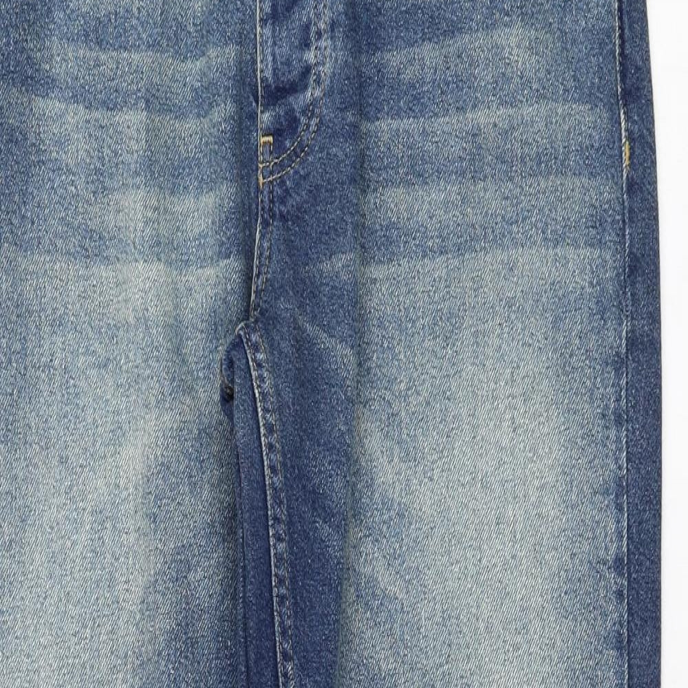 BoohooMAN Mens Blue  Cotton Straight Jeans Size 32 in L32 in Regular Zip