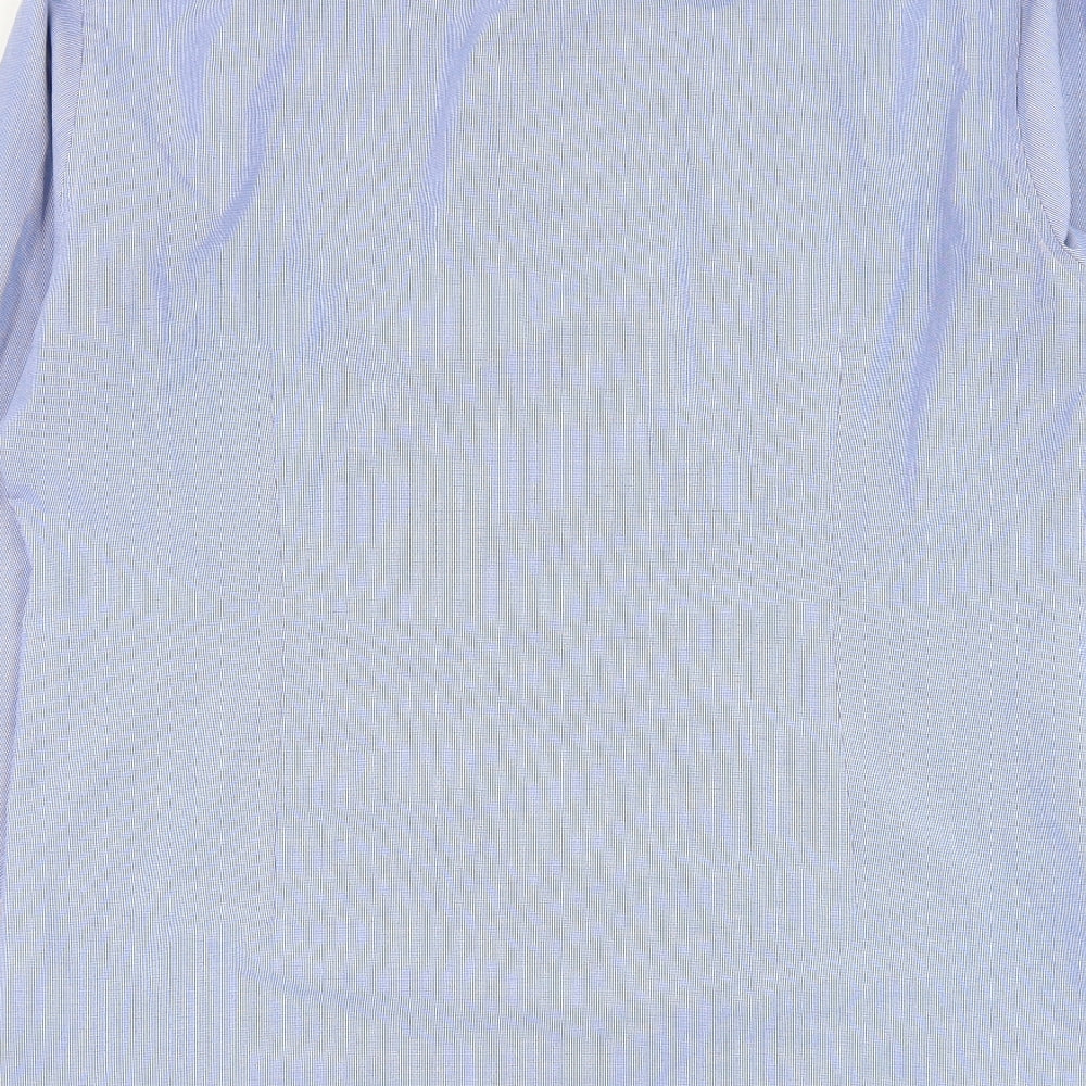 Marks and Spencer Mens Blue  Polyester  Dress Shirt Size 16.5 Collared Button