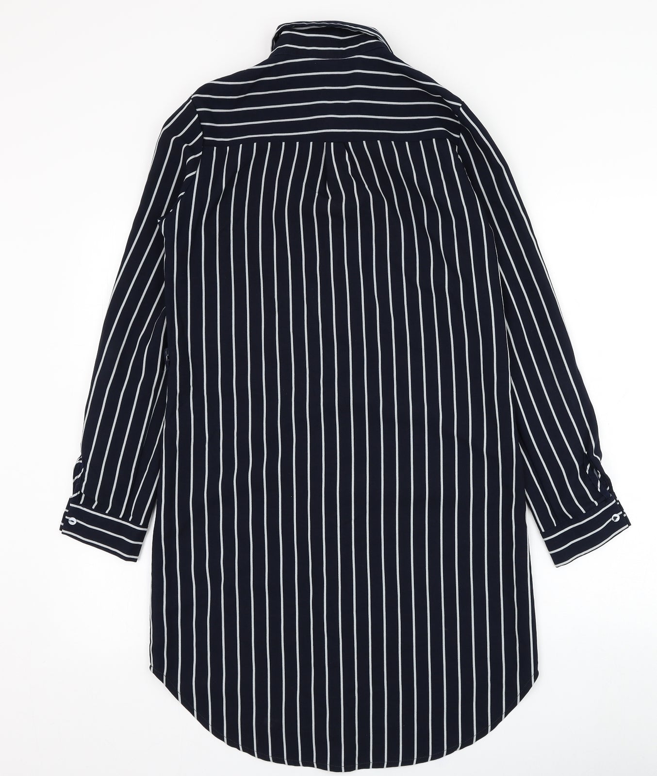 Oeuver Womens Blue Striped Polyester Shirt Dress  Size 8  Collared Button